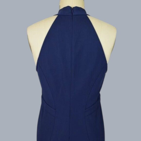 ZAC POSEN ALIX NAVY BLUE HALTER SHEATH DRESS - Picture 6 of 9